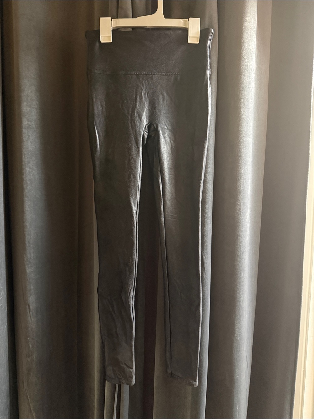 SPANX Black Faux Leather Shaping Leggings